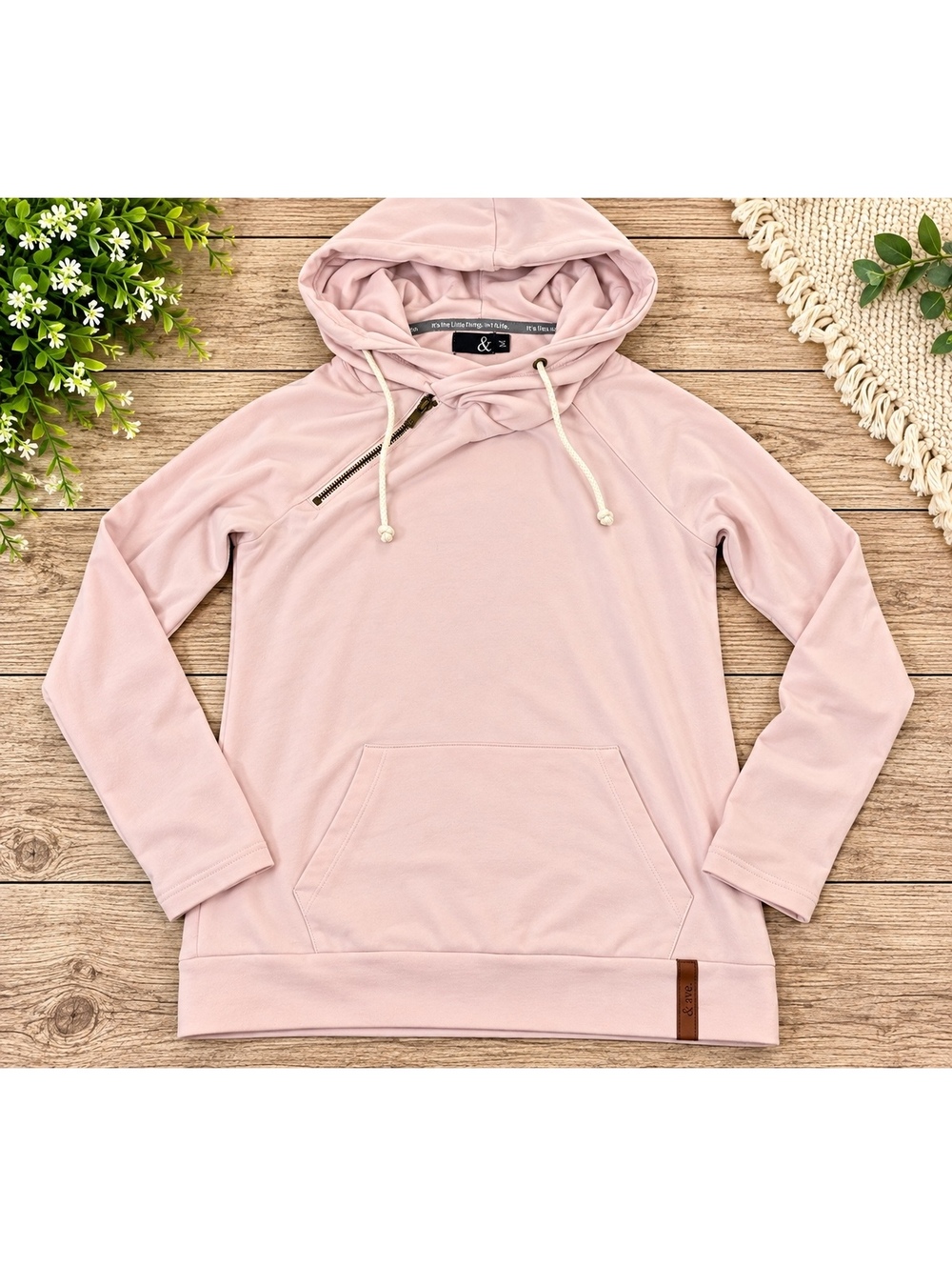 Ampersand Avenue DoubleHood Sweatshirt Women's Medium Blush Pink Hoodie